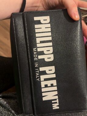 Philipp Plein Black Crossbody Bag with White Logo